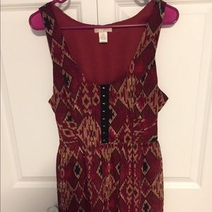 Red/Maroon tribal print dress