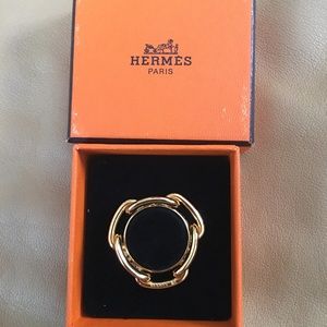 Hermès Gold Tone Knot Scarf Ring