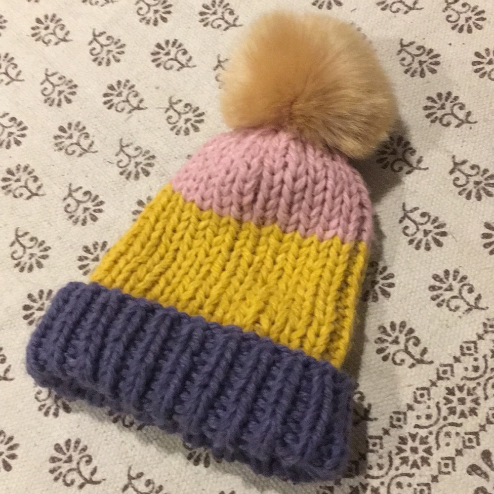 Cable Knit Hat with Pom