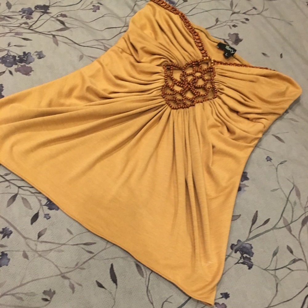 Tube top with wood detailing