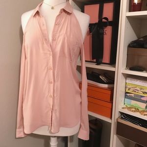 BCBGeneration Pale Pink Cold Shoulder Blouse