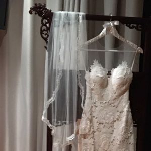Bhldn veil, ivory, worn once, like new no flaws