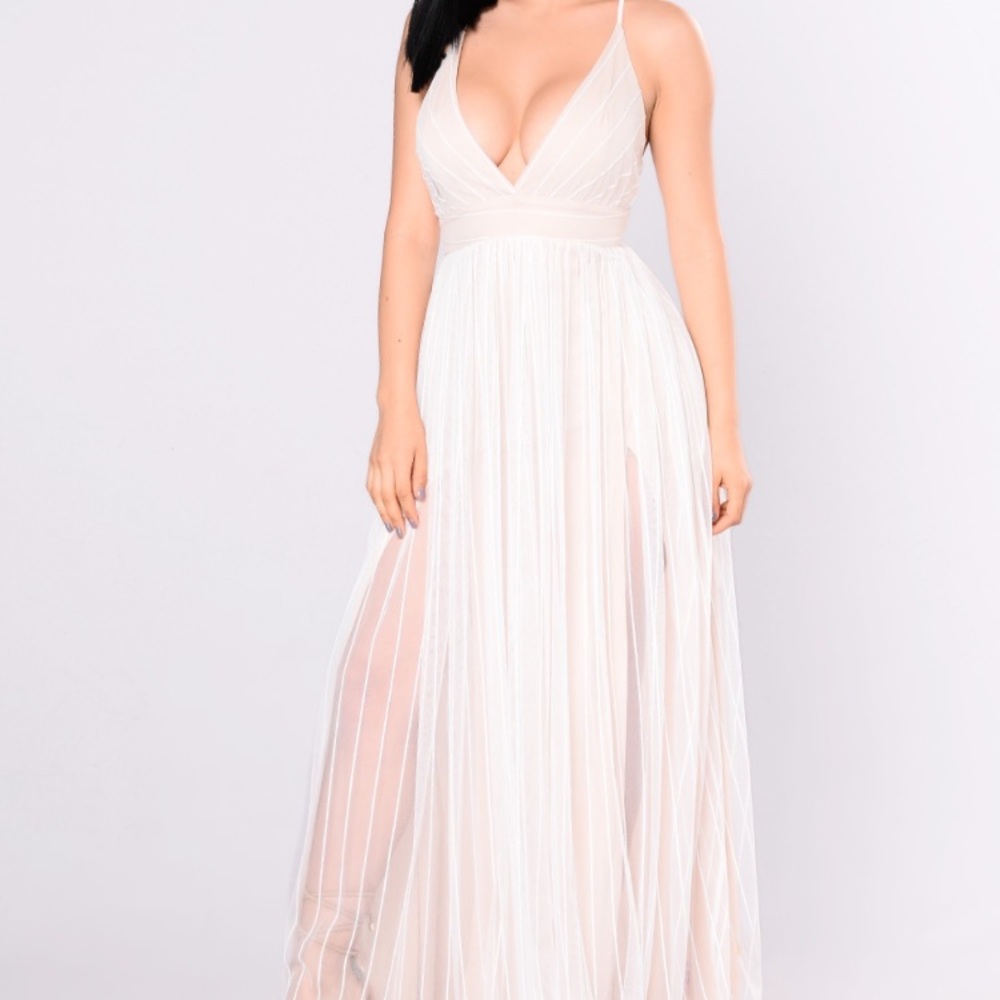 Kristina fashion nova dress in white/nude
