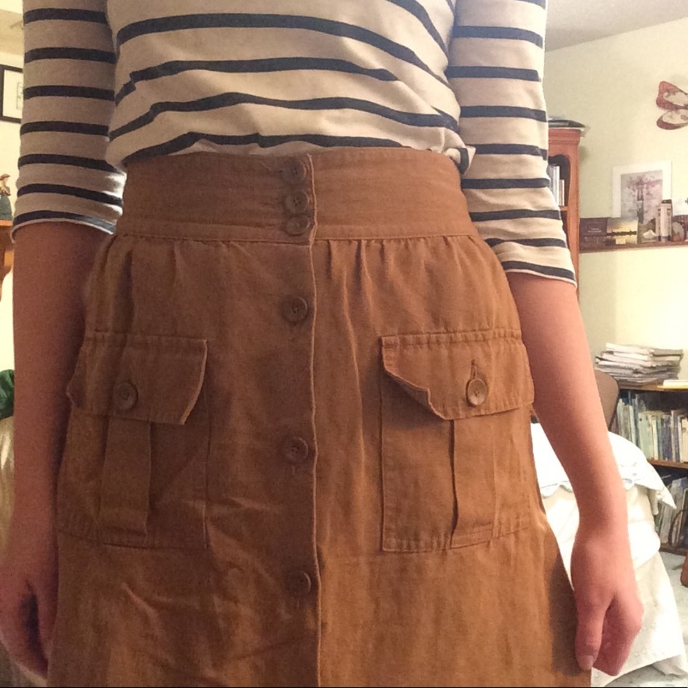 Body by Victoria Tan Canvas Button Skirt