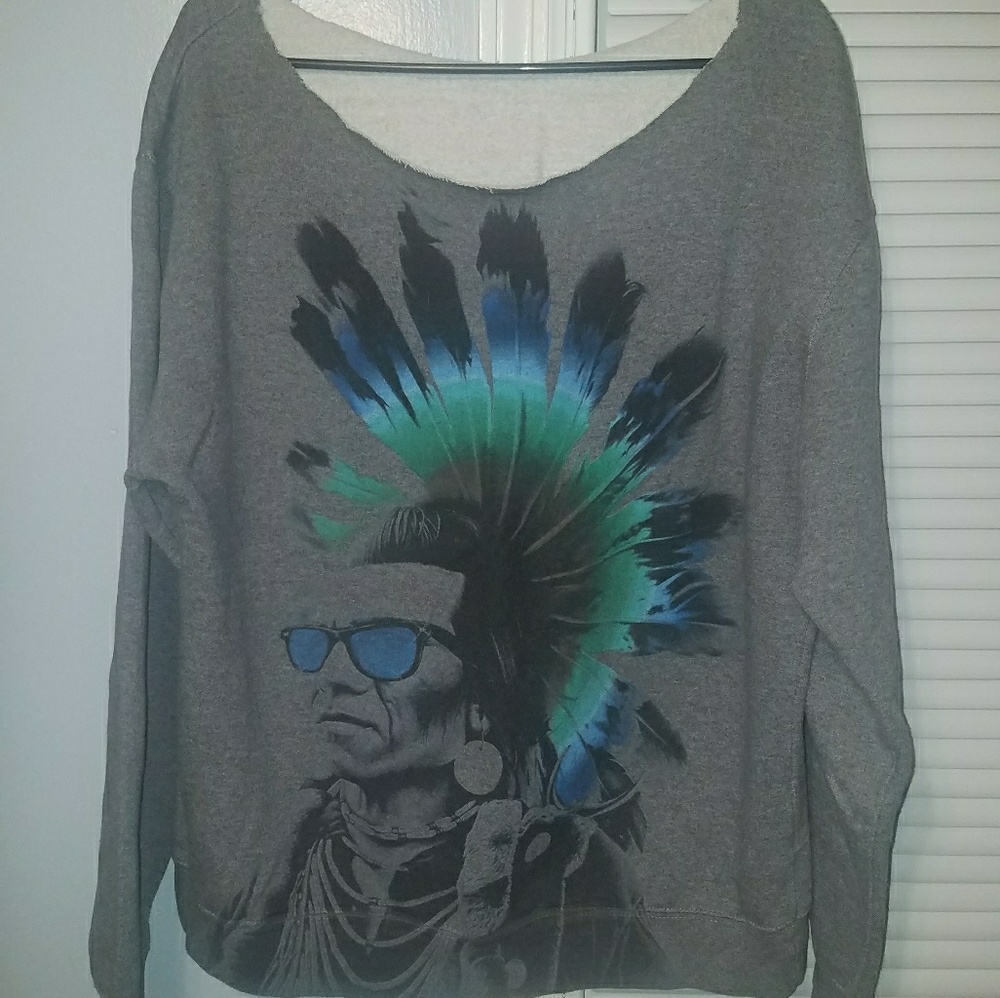 Native off shoulder crew sweatshirt