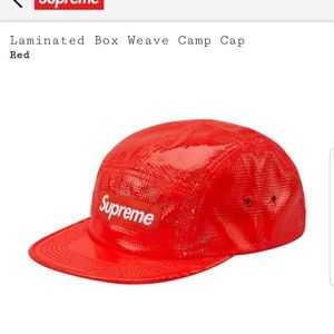 SUPREME Box Logo Red Laminated Box Weave Camp Cap