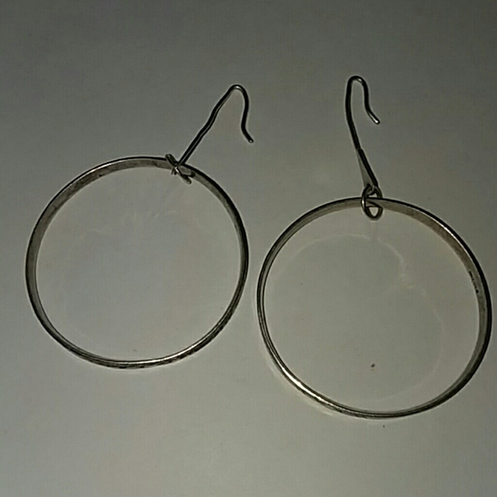 Sterling hoops dangle earrings 925 silver vine GUC