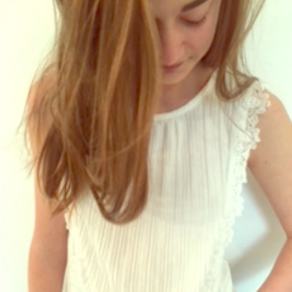 White shirt with lace down the sides