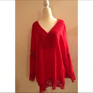 NWOT Rose & Thyme Coral Bohemian 70s Tunic