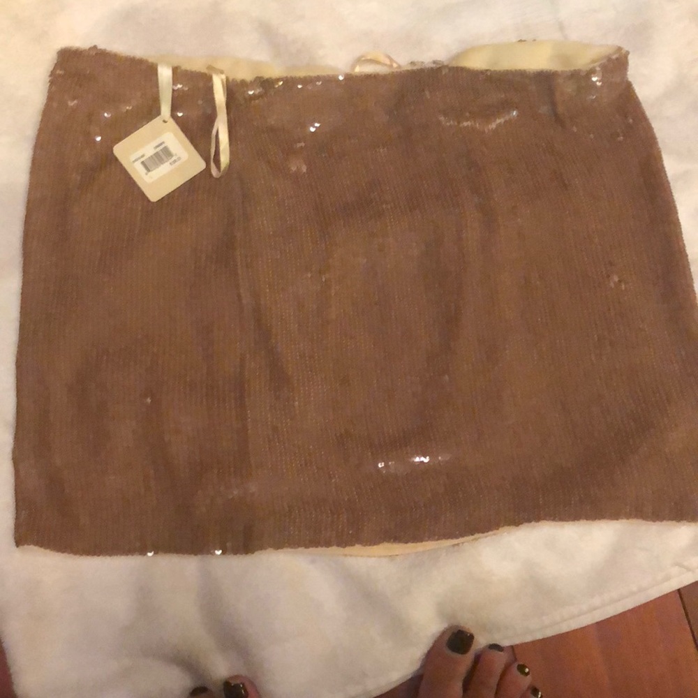 Haute Hippie-tan sequined skirt