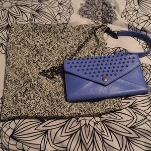 Blue studded Rebecca Minkoff cross body wallet