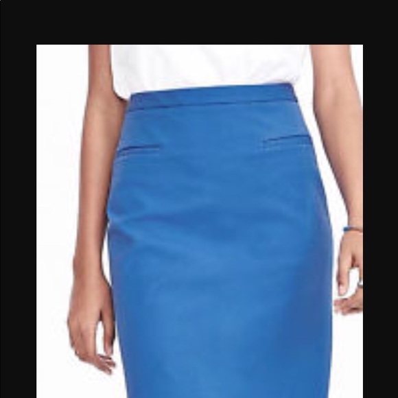 Banana Republic Dresses & Skirts - BR Blue Midi Cotton Bi-Stretch  Exposed Back Zip