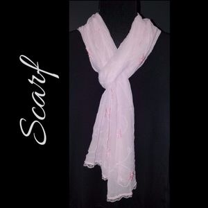 NWT Pink Scarf with lace edge and beaded pattern