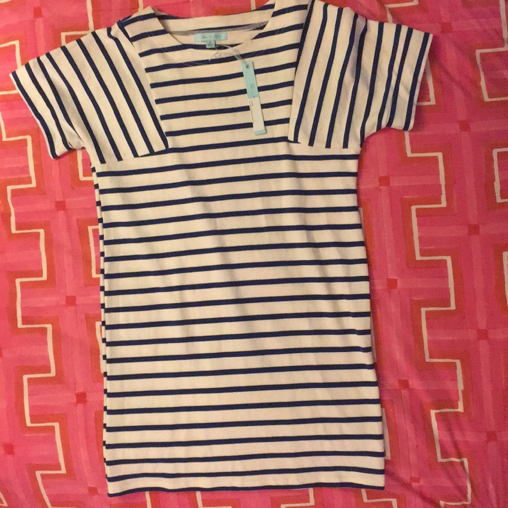 She + Sky Stripped Dress S