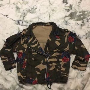 Camo floral jacket NWOT
