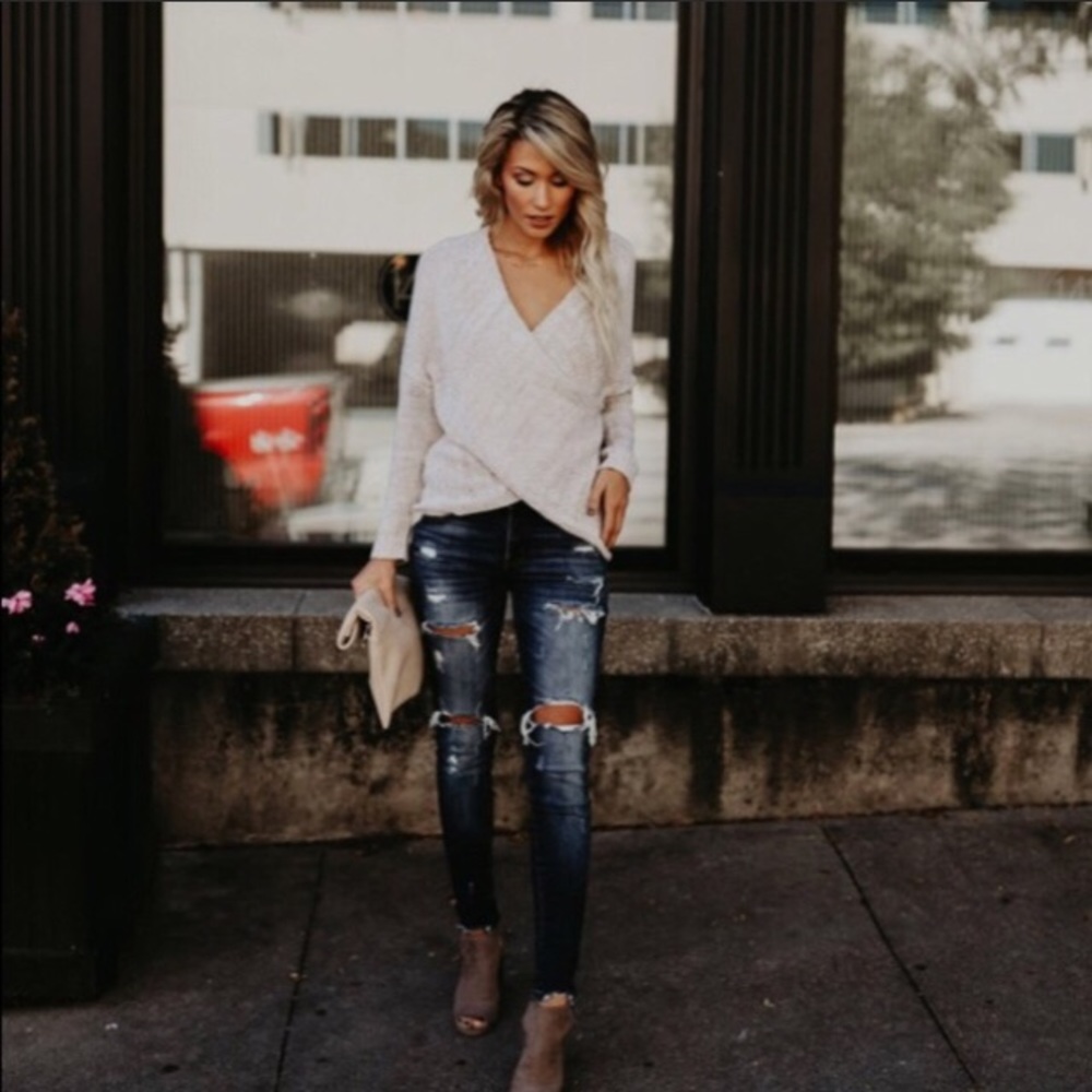 Last One ❤️ Oatmeal Wrap Sweater - Picture 7 of 8
