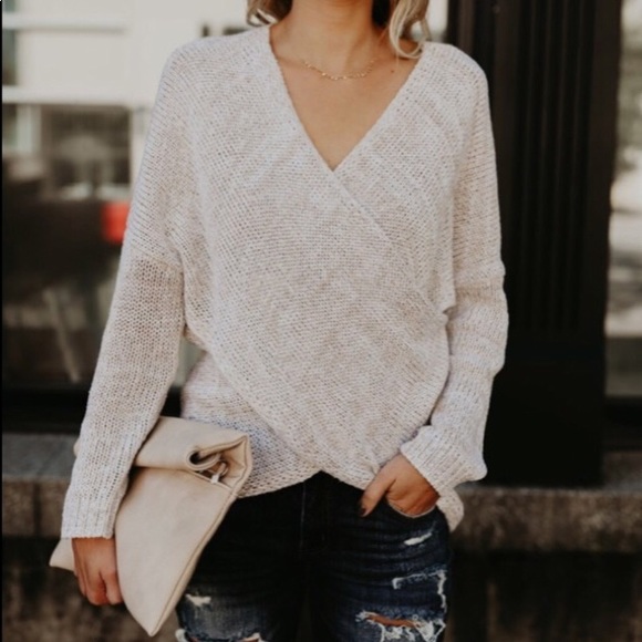 Last One ❤️  Oatmeal Wrap Sweater - Picture 2 of 8