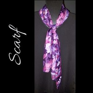 Purple Floral Patterned Scarf