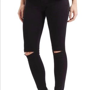 Topshop Leigh Black Ripped Skinny Jeans