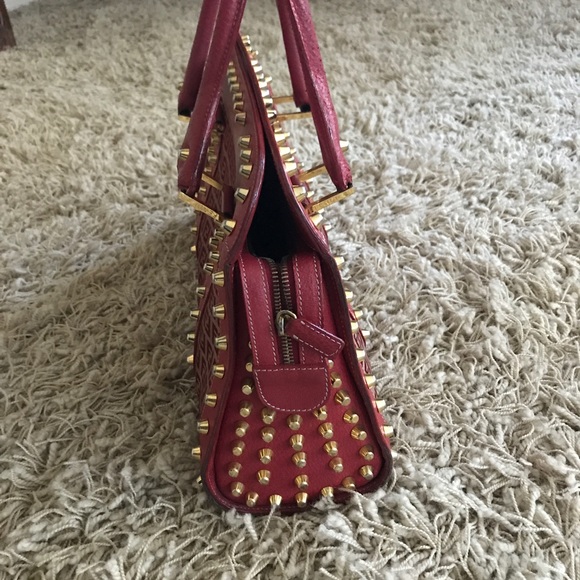 Fendi Bags Red Fendi Leather Studded Large Handbag Poshmark