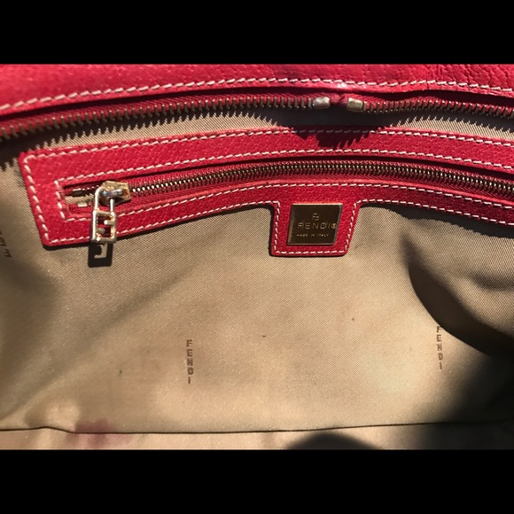 Fendi Bags Red Fendi Leather Studded Large Handbag Poshmark
