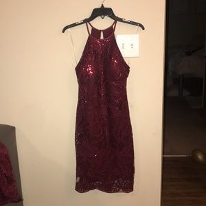 Malbec Red Short Sequin - Holiday Party Dress