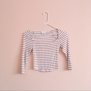 Striped Mid-sleeve Crop Top