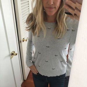 Grey sweater with bead detail
