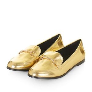 Topshop gold Lucy loafers