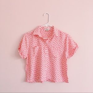 Pink Button-up Crop Top