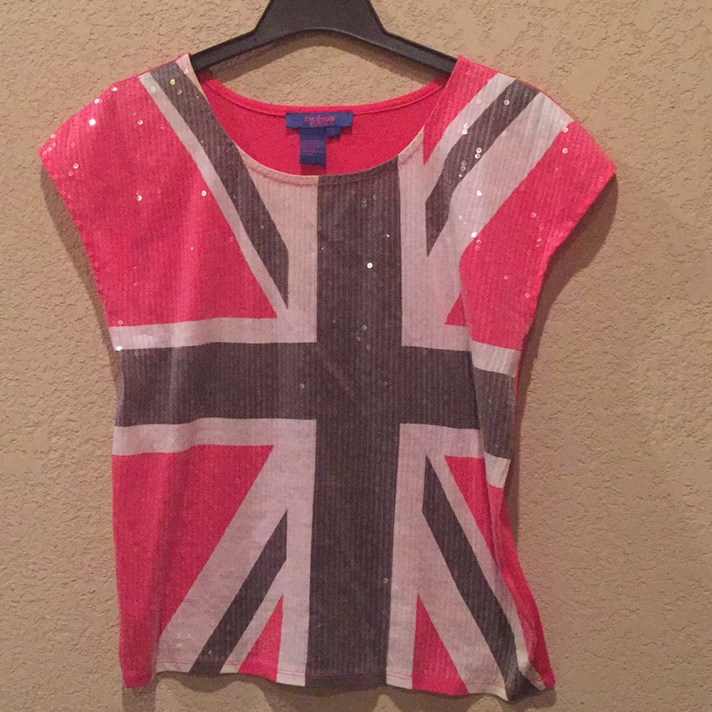 Twiggy of London British Flag Sequined Shirt