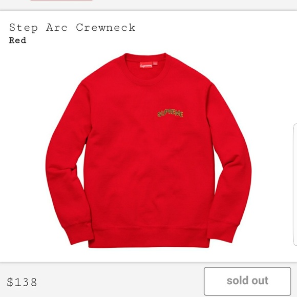 Brand New Authentic Supreme Red Step Arc Crewneck - Picture 3 of 4