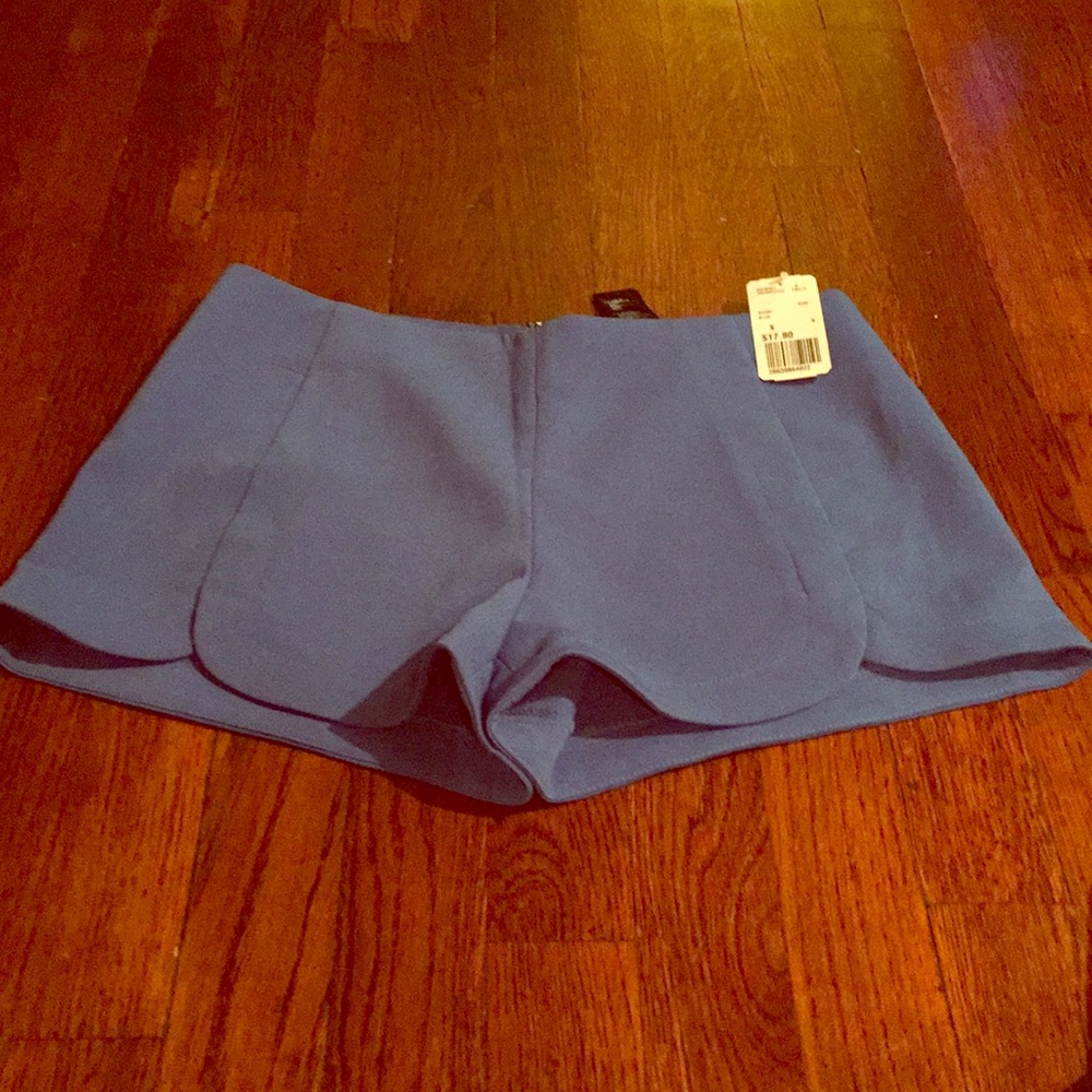 Blue high wastes scalloped shorts- never worn!
