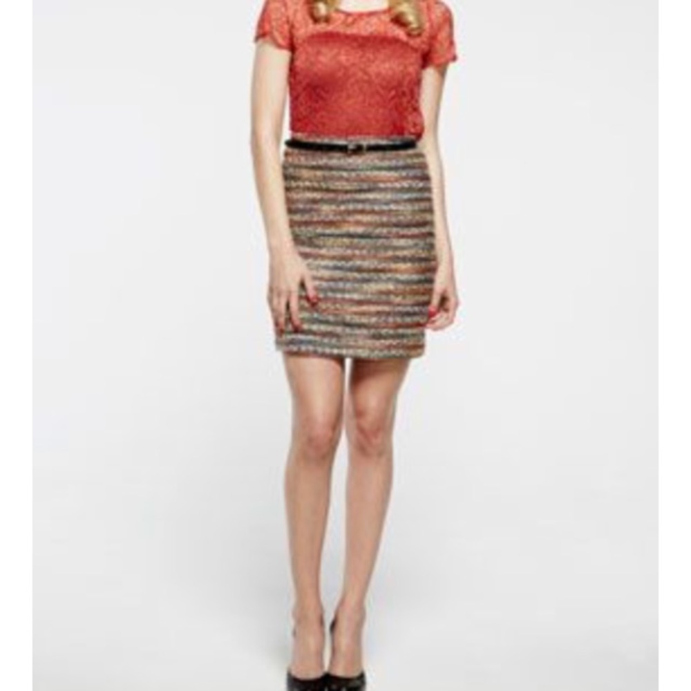 NWOT Paper Crown Metallic Tweed Mini Skirt