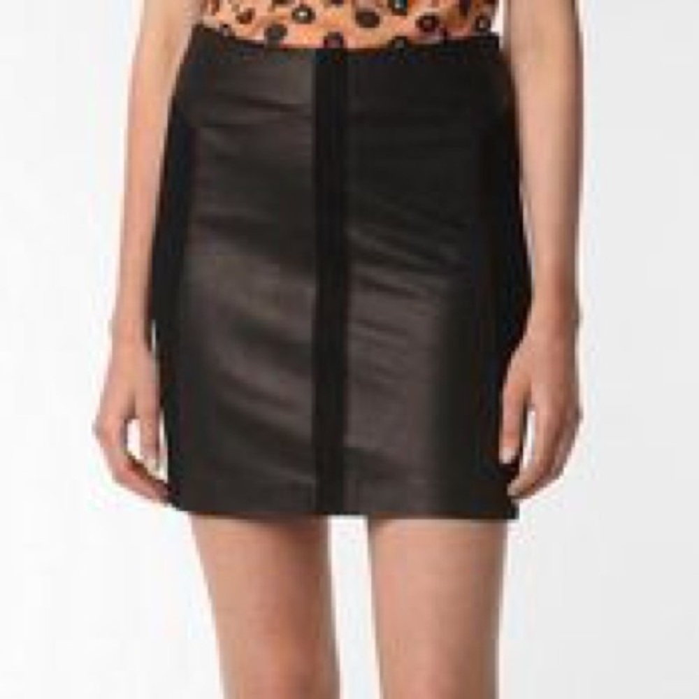 BB Dakota Genuine Leather Paneled Mini Skirt