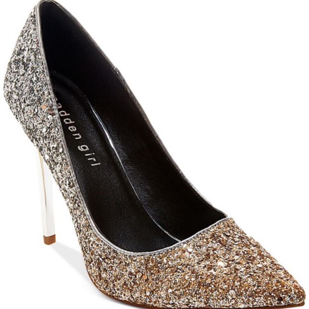 Madden Girl Ohnice Gold Glitter Heels