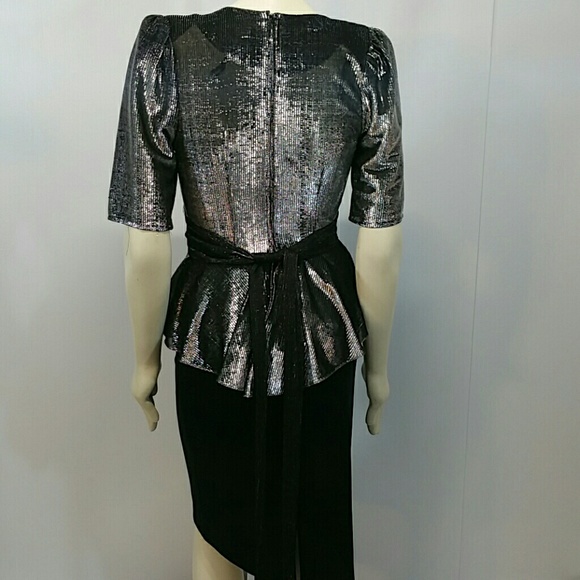 Vintage Diamond's Run Silver Lame' peplum Dress - Picture 5 of 7