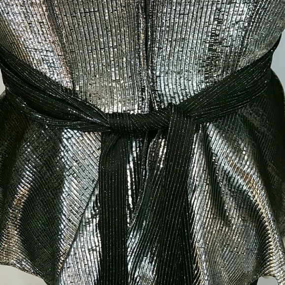 Vintage Diamond's Run Silver Lame' peplum Dress - Picture 6 of 7