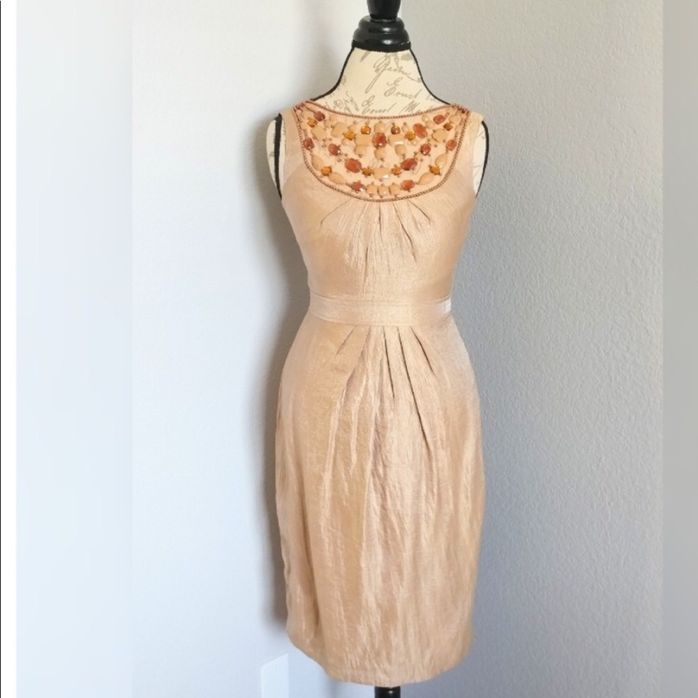Adriana Papell Gold Dress Size 4