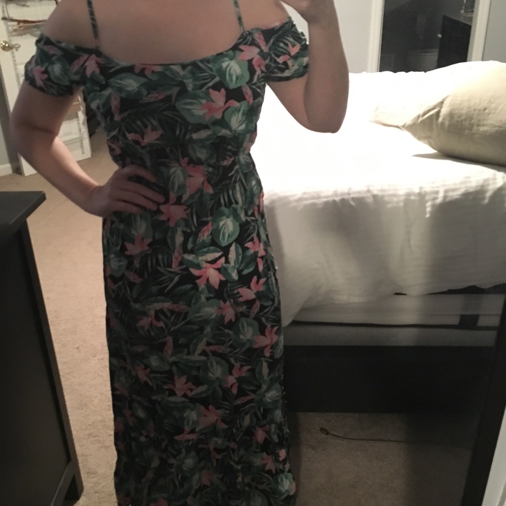 Tropical Cold Shoulder Maxi