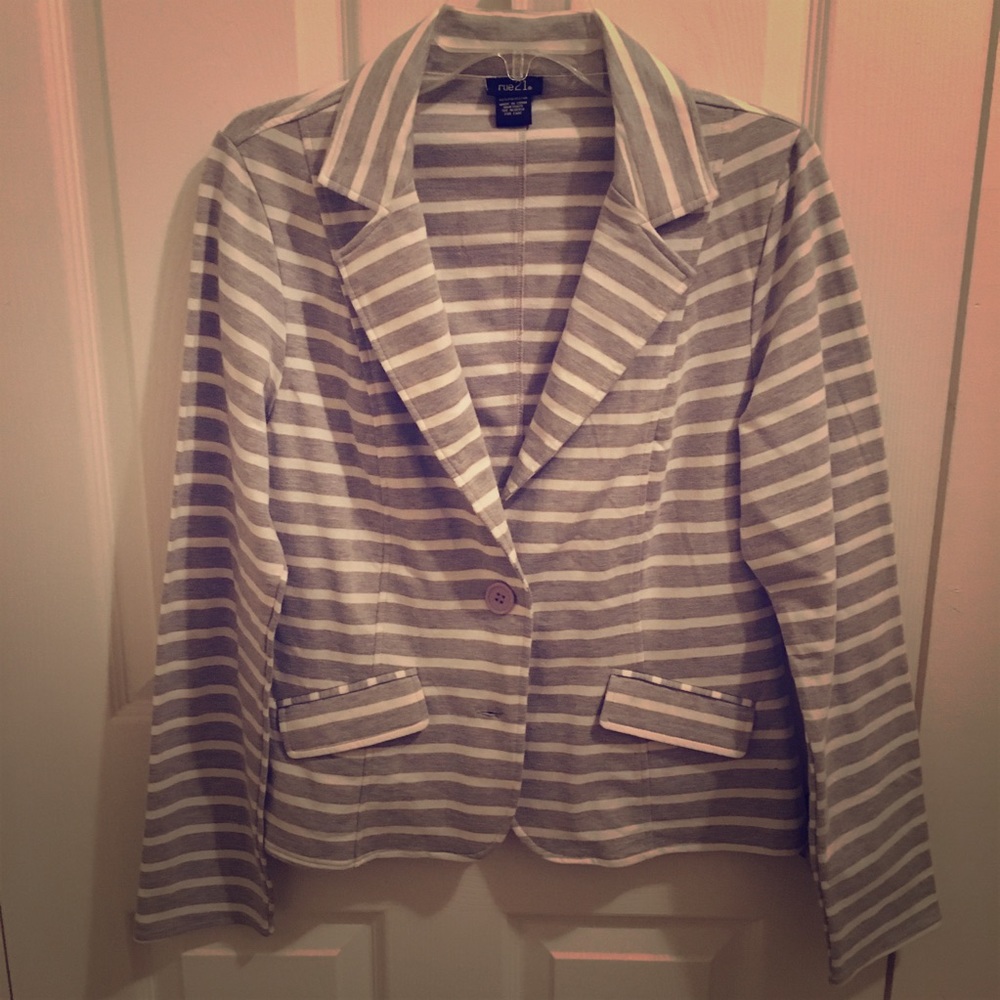 Rue 21 Grey and White Stripe Jacket NWOT