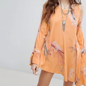 Free People Clear Skies Floral Tunic Dress Orange