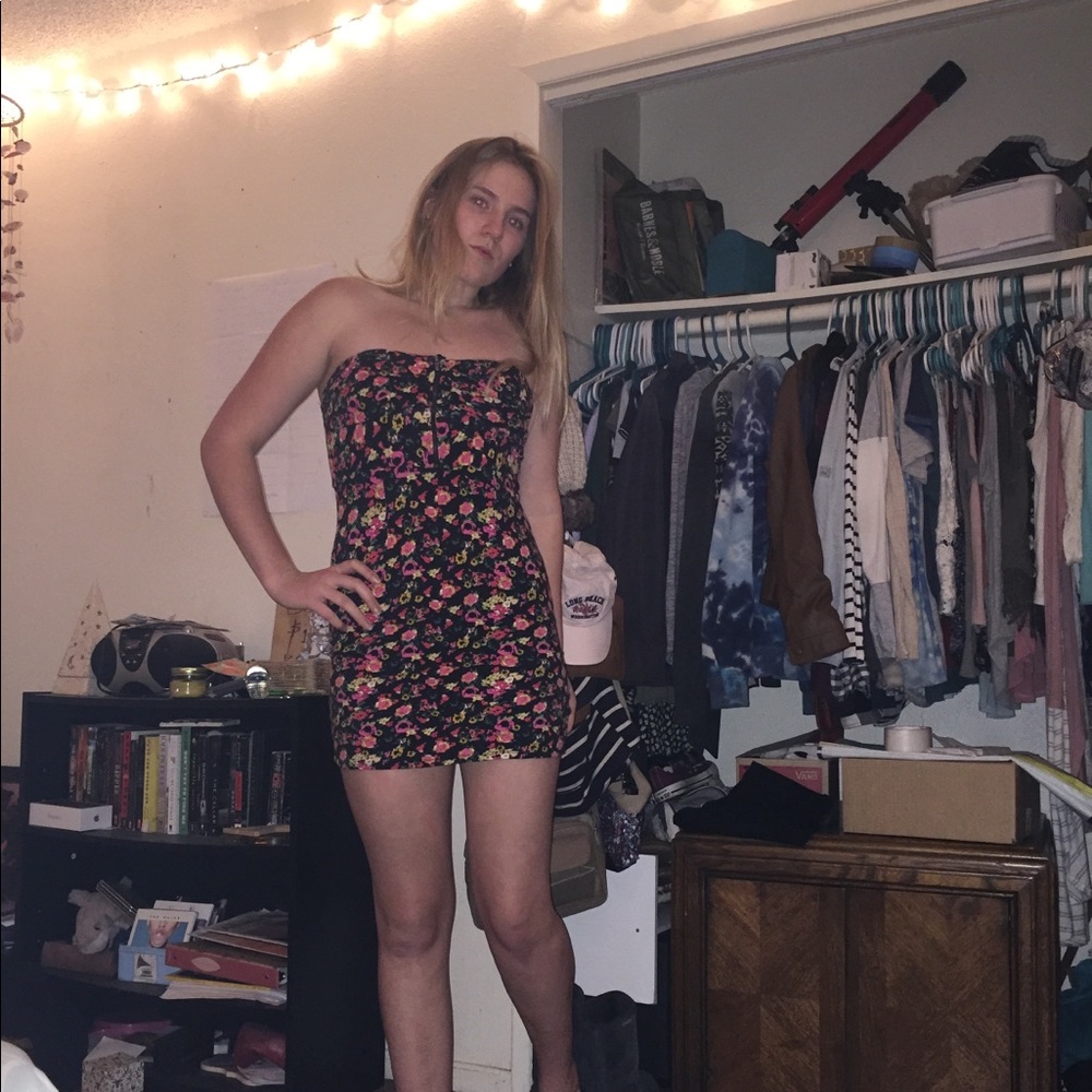 Black w/ pink and yellow flower zip up