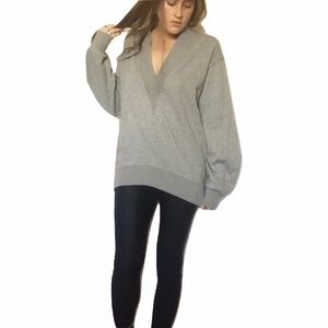 H&M Gray Long Sleeve Deep V Oversized Sweater