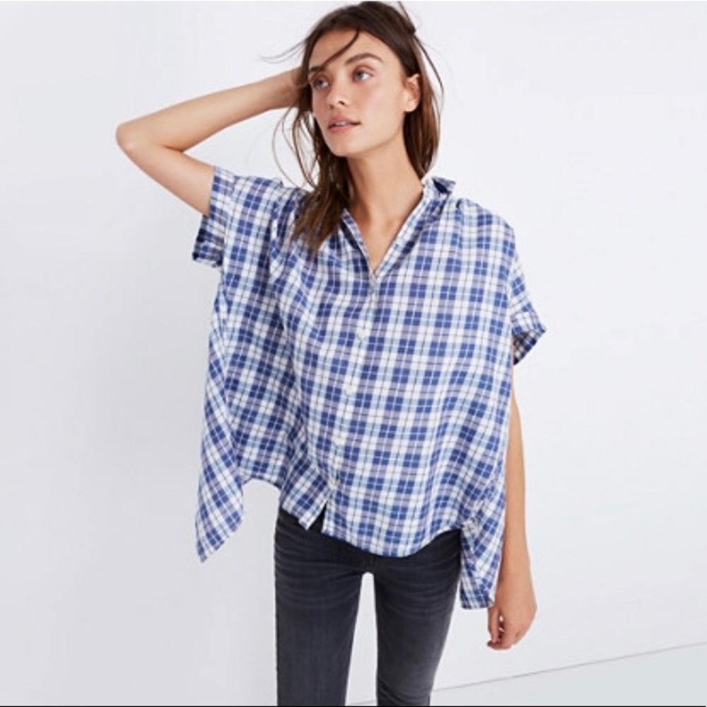 🎉🎉HP🎉🎉 Madewell Open back blue plaid shirt
