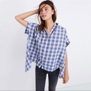 🎉🎉HP🎉🎉 Madewell Open back blue plaid shirt