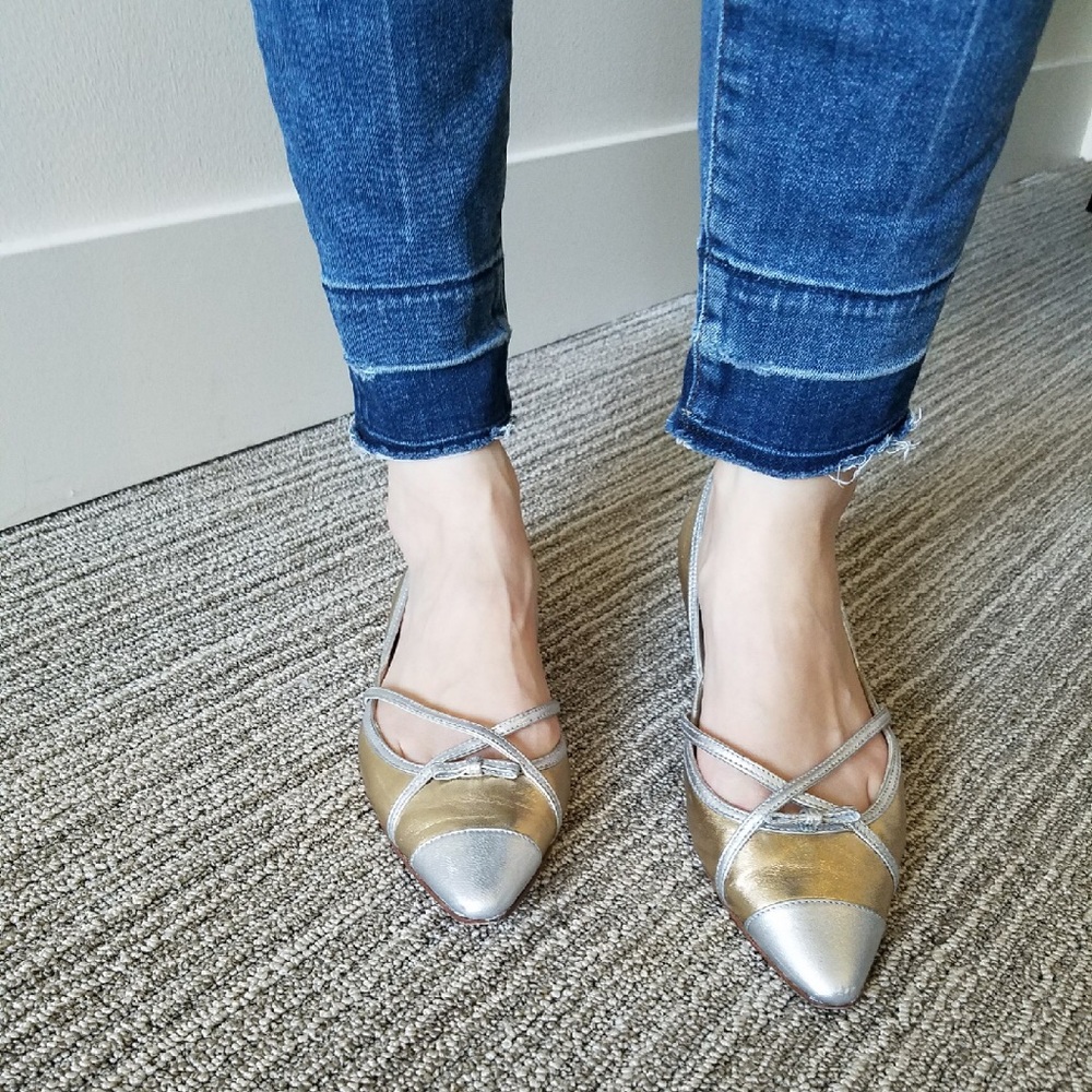 [Sold] Prada gold and silver flats
