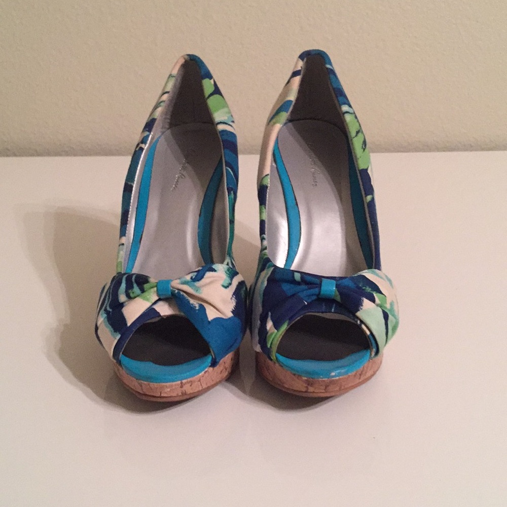 Floral Charlotte Russe Peep-toe Wedges