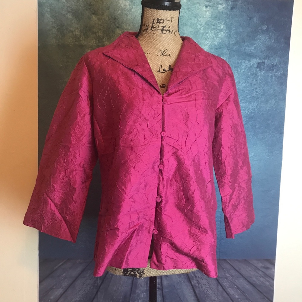 Eileen Fisher Silk Vintage Blazer Candy Pink