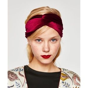 Zara red velvet turban hairband - NWOT